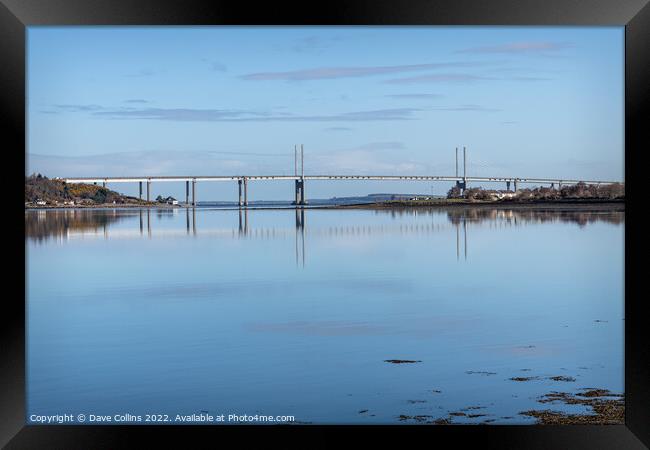 Kessock Bridge reflected in the Beauly Firth, Inverness, Scotland Framed Print by Dave Collins
