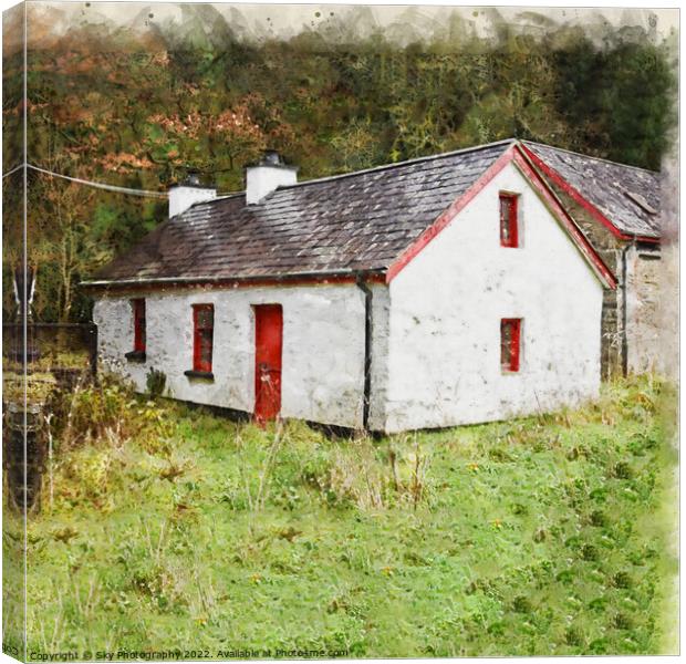 Old Irish Cottage Canvas Print by Sky Photography