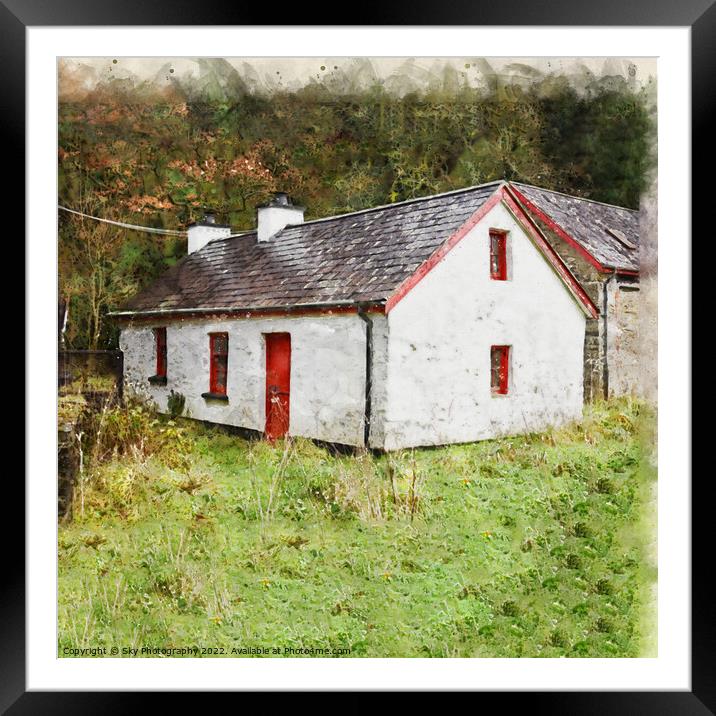 Old Irish Cottage Framed Mounted Print by Sky Photography