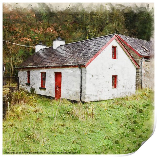 Old Irish Cottage Print by Sky Photography