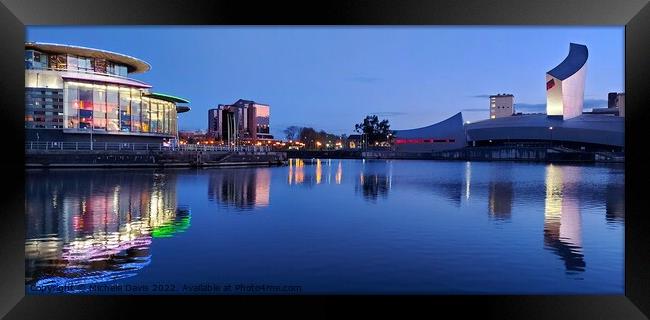 Salford Quays, Blue Hour Reflections Framed Print by Michele Davis