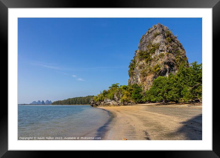 Limestone cliffs on Rajamangala beach,Trang province, Thailand Framed Mounted Print by Kevin Hellon
