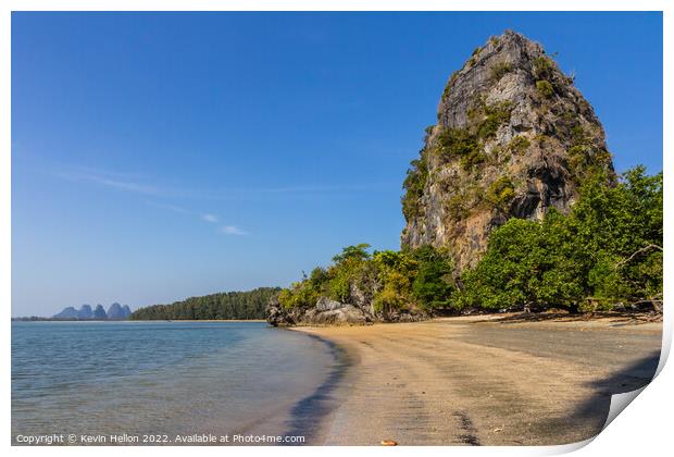 Limestone cliffs on Rajamangala beach,Trang province, Thailand Print by Kevin Hellon
