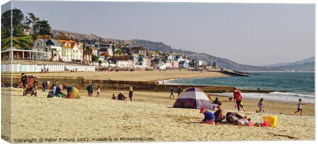 Lyme Regis On The Beach  Canvas Print by Peter F Hunt