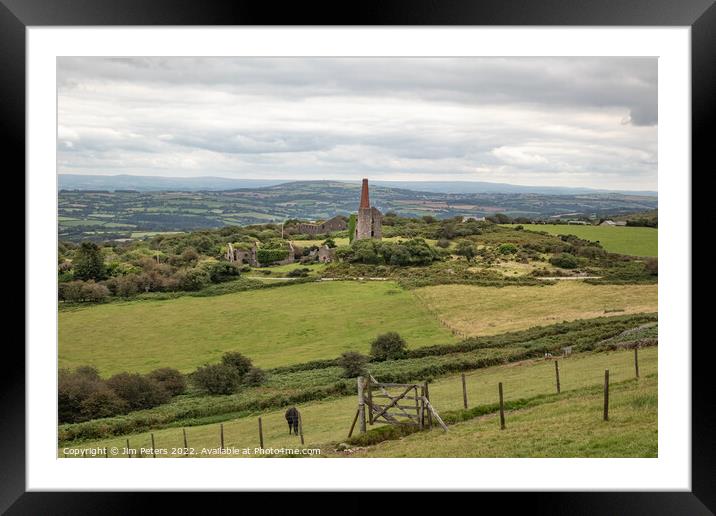 Prince of Wales engine house on Bodmin Moor with Kit Hill in the background Framed Mounted Print by Jim Peters