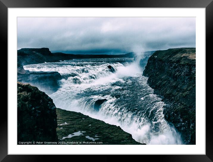 Gullfoss Waterfall, Hvita, Iceland Framed Mounted Print by Peter Greenway