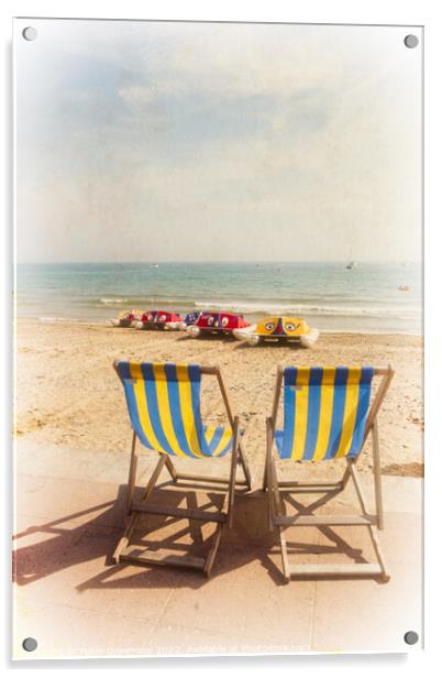 English Seaside Striped Deckchairs Overlooking The Acrylic by Peter Greenway