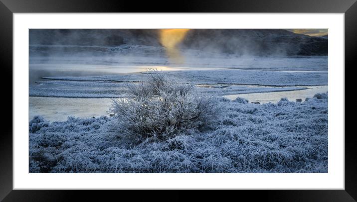Steam from hot spring water and frozen ground. Framed Mounted Print by Hörður Vilhjálmsson
