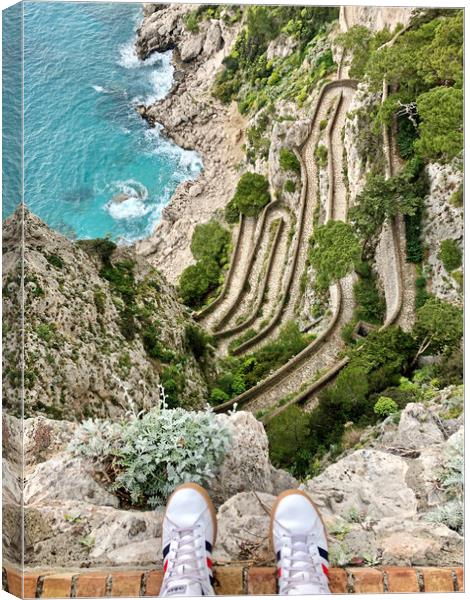 Looking down the cliffs on Capri Canvas Print by Lensw0rld 