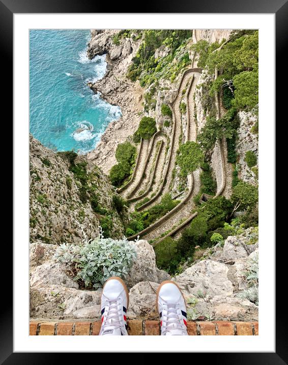Looking down the cliffs on Capri Framed Mounted Print by Lensw0rld 