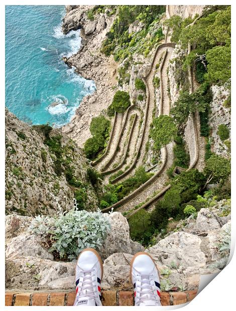 Looking down the cliffs on Capri Print by Lensw0rld 