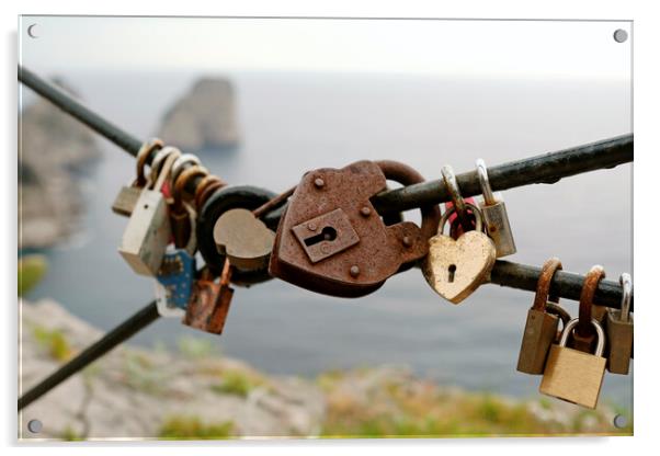 Love locks at the coast of Capri Acrylic by Lensw0rld 