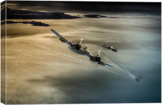 Beaufighters On The Hunt Canvas Print by J Biggadike