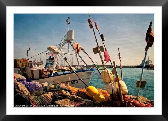 Fishing Gear on Garrucha Quayside Framed Mounted Print by Ian Lewis