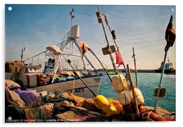 Fishing Gear on Garrucha Quayside Acrylic by Ian Lewis