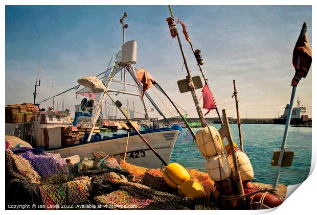 Fishing Gear on Garrucha Quayside Print by Ian Lewis