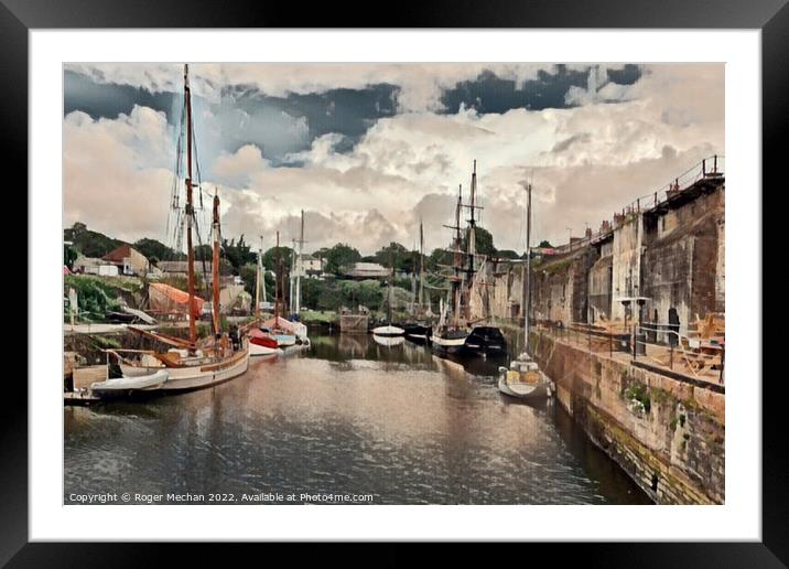 Serenity at Charlestown Harbour Framed Mounted Print by Roger Mechan