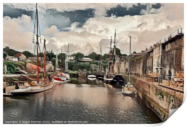 Serenity at Charlestown Harbour Print by Roger Mechan