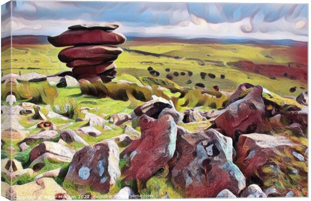Granite Stacks Rising from the Moor Canvas Print by Roger Mechan