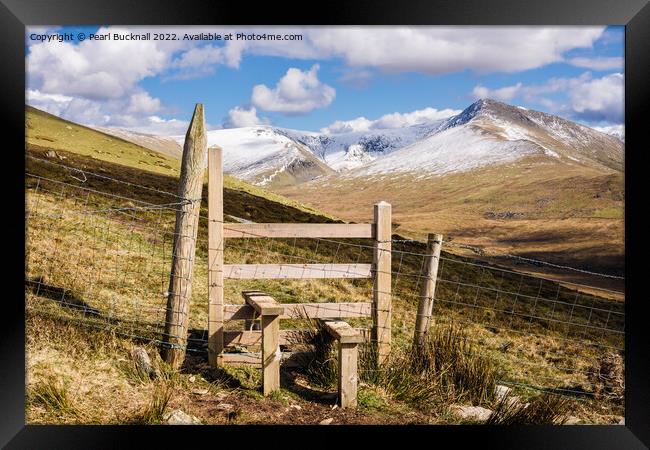 Path to Carneddau Mountains Snowdonia Wales Framed Print by Pearl Bucknall