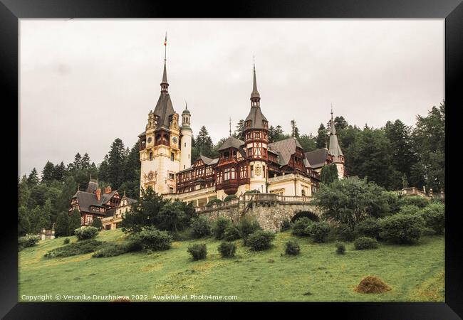 Peleș Castle, Romania Framed Print by Veronika Druzhnieva