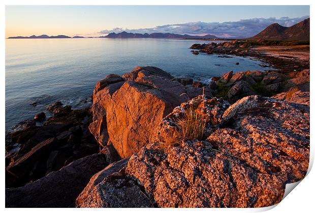 Sunset at the Lofot islands Print by Thomas Schaeffer