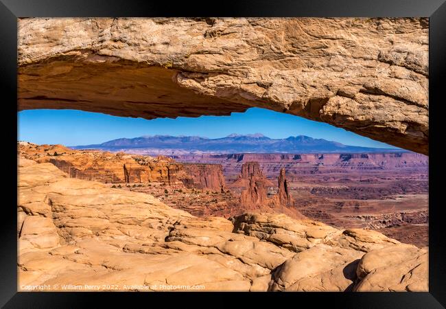 Mesa Arch Rock Canyonlands National Park Moab Utah  Framed Print by William Perry