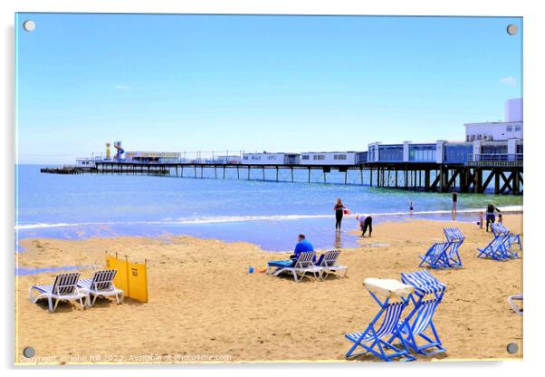 Sandown Pier and beach Acrylic by john hill