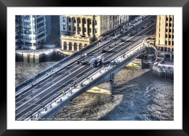 Rush Hour London Bridge  Framed Mounted Print by David Pyatt