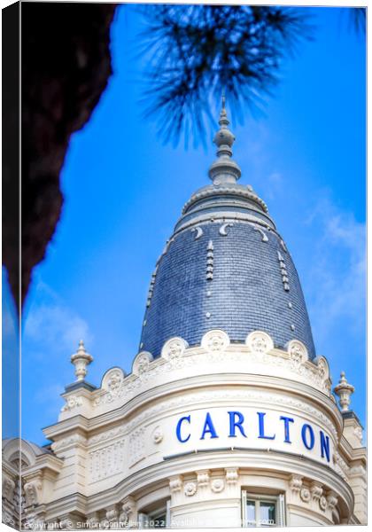 Carlton Hotel, Cannes  Canvas Print by Simon Connellan