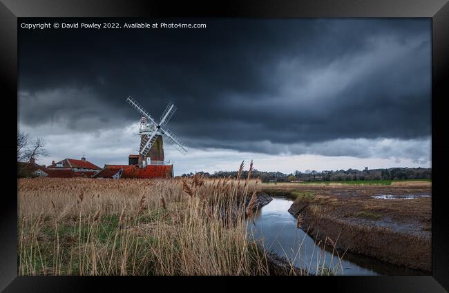 Moody Skies Over Cley Mill Framed Print by David Powley