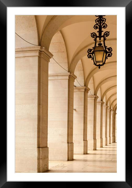An arched walkway in Lisbon Framed Mounted Print by Leighton Collins