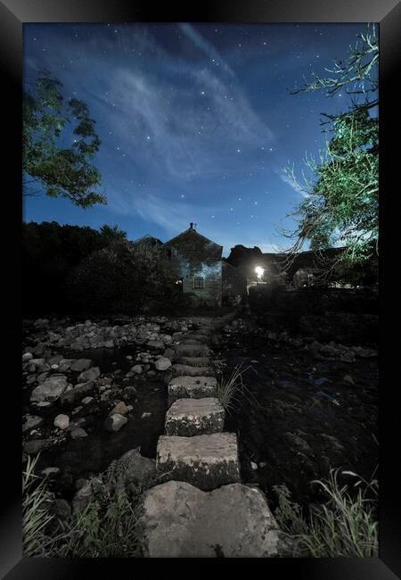 Starry night over the stepping stones, Stainforth Framed Print by Pete Collins