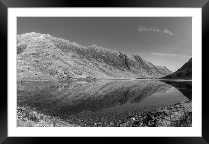 Loch Achtriochtan Spring Morning Black and White P Framed Mounted Print by Kevin Winter