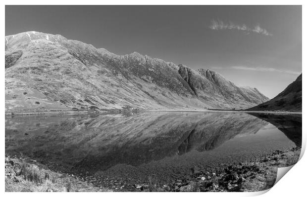 Loch Achtriochtan Spring Morning Black and White P Print by Kevin Winter