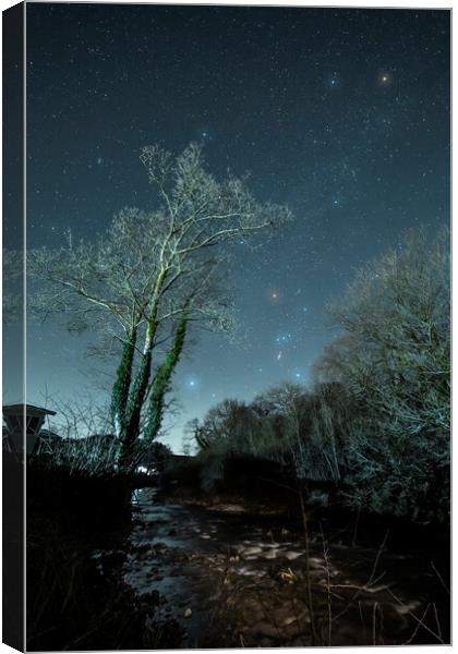 Starry night over the River Greta, Ingleton Canvas Print by Pete Collins