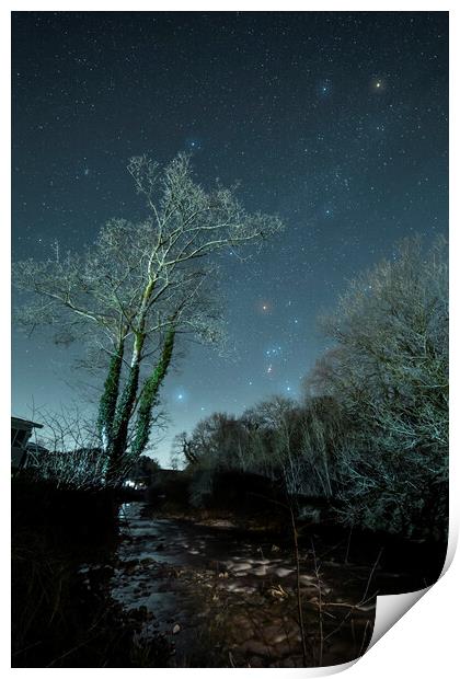 Starry night over the River Greta, Ingleton Print by Pete Collins