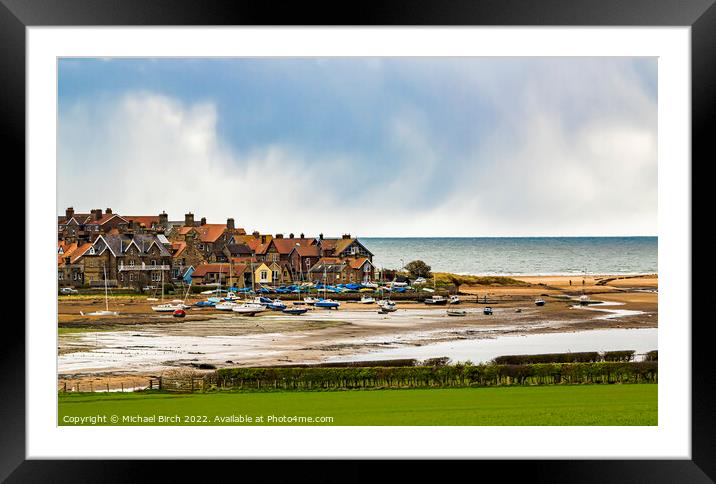 Serene Boats Amidst Alnmouth Stormy Sky Framed Mounted Print by Michael Birch