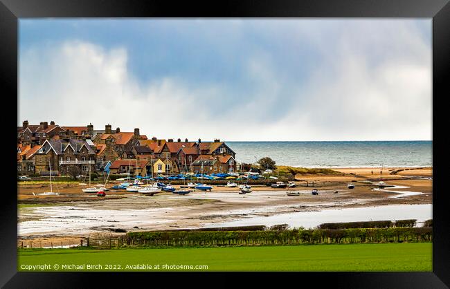 Serene Boats Amidst Alnmouth Stormy Sky Framed Print by Michael Birch