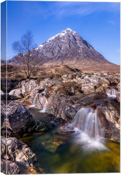 Buachaille Etive Mòr Waterfall Canvas Print by Kevin Winter