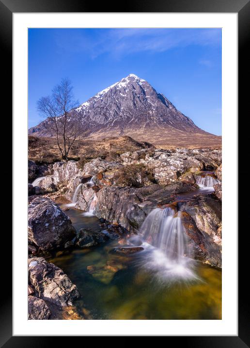 Buachaille Etive Mòr Waterfall Framed Mounted Print by Kevin Winter