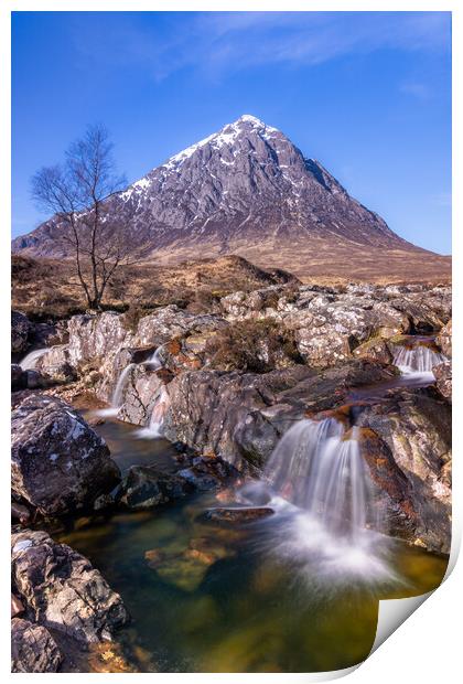 Buachaille Etive Mòr Waterfall Print by Kevin Winter