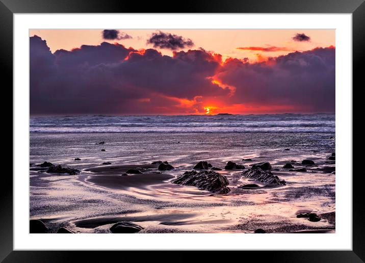 Widemouth Bay, Bude, Cornwall, England Framed Mounted Print by Maggie McCall