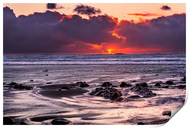 Widemouth Bay, Bude, Cornwall, England Print by Maggie McCall