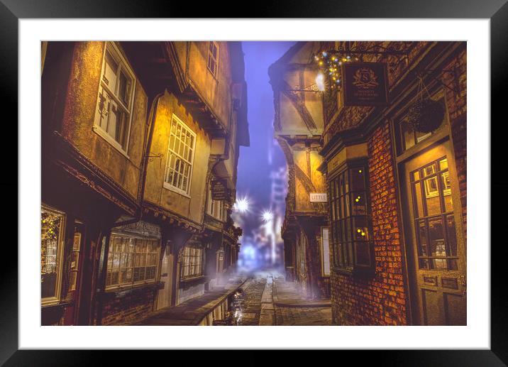 York Shambles Creeping Mist Framed Mounted Print by Alison Chambers