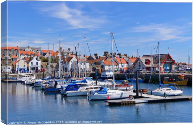 Boats moored in Anstruther marina, Fife Canvas Print by Angus McComiskey
