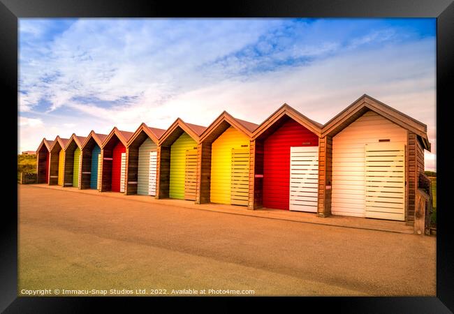 Beach Huts at Blyth Framed Print by Storyography Photography