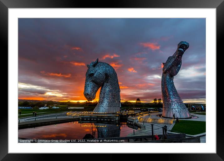 Kelpies at Sunset Framed Mounted Print by Storyography Photography
