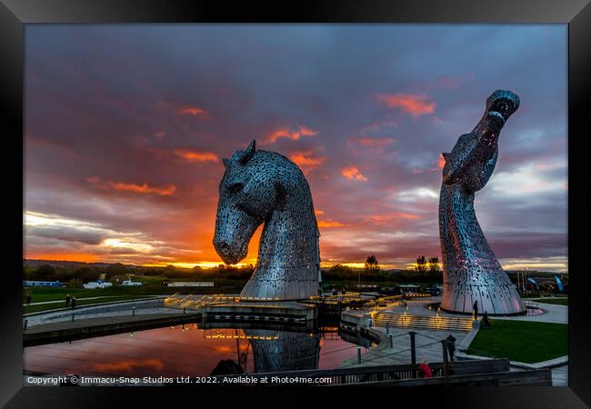 Kelpies at Sunset Framed Print by Storyography Photography