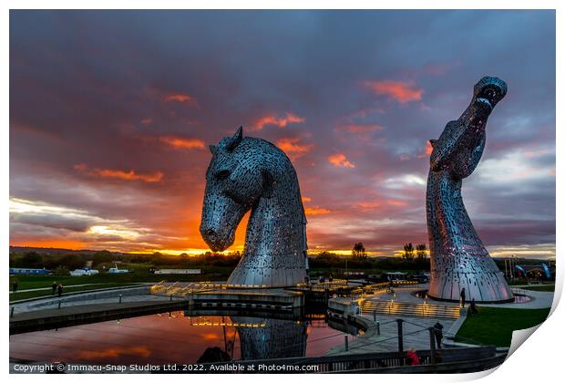 Kelpies at Sunset Print by Storyography Photography